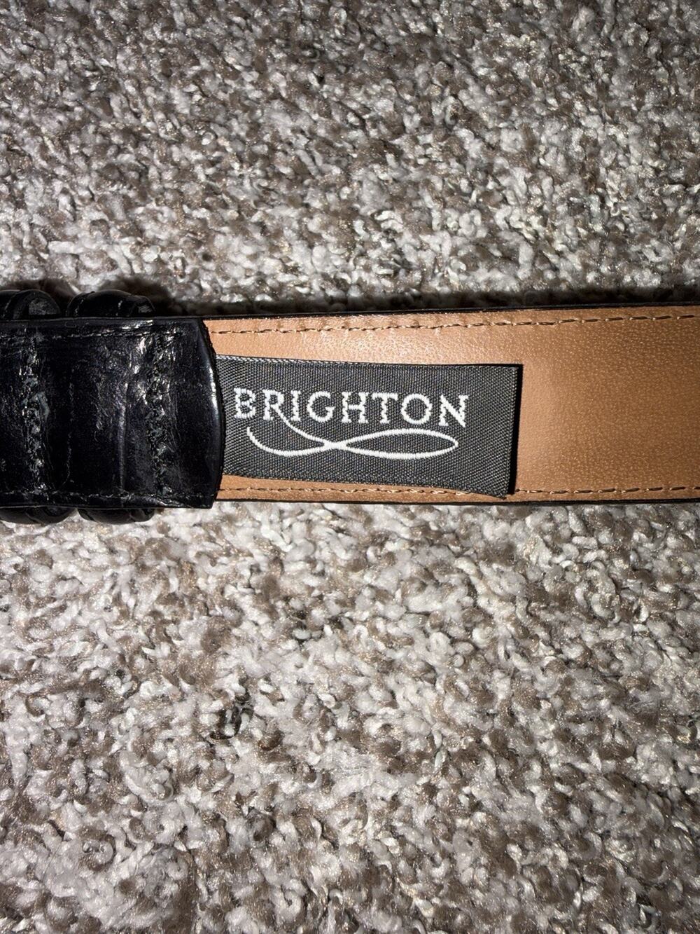 Brighton Leather Black. With Reptile Look To front Gold Buckle Size Small